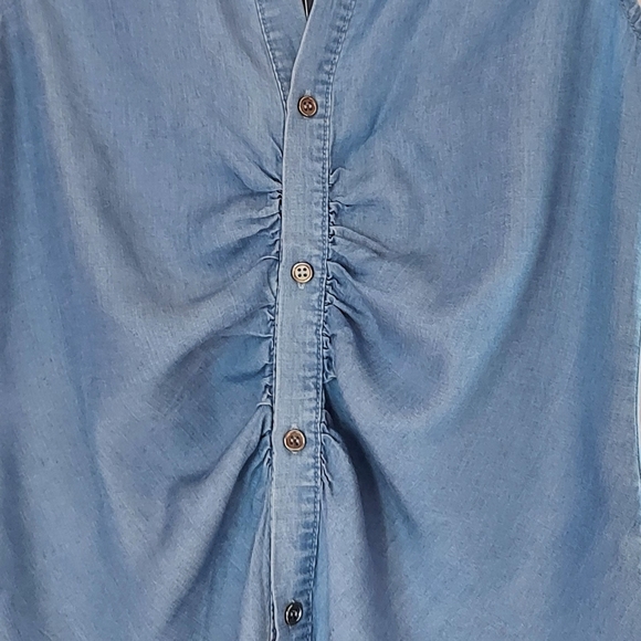 Womens Denim Tank Top S. M. L. Button Down Sleeveless Shirt 100%  Tencel Soft - Picture 9 of 12